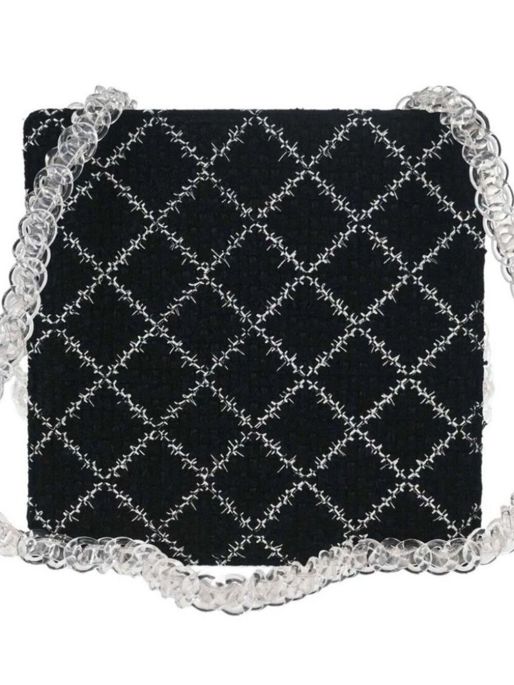 Chanel Black Tweed Acrylic Chain Tote Shoulder Bag